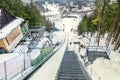 Zakopane, Poland - February 5, 2017: View from top of the ski jump springboards Ã¢â¬ÅWielka KrokiewÃ¢â¬Â overlooking Zakopane town. Royalty Free Stock Photo